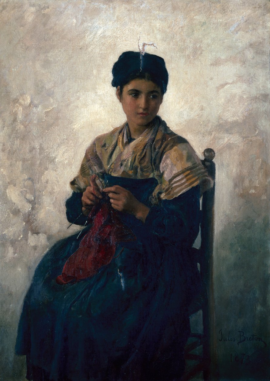 Köylü Kız Örgüsü by Jules Breton