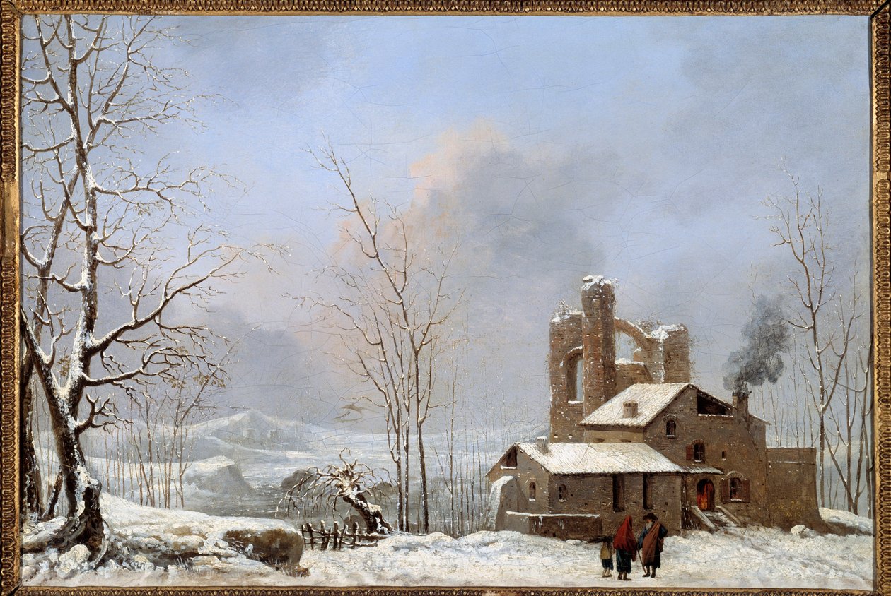 Cesar Van Loo (1743-1821) tarafından Kış Manzarası Tablosu 18. yüzyıl Quimper, Güzel Sanatlar Müzesi by Jules Cesar Denis van Loo