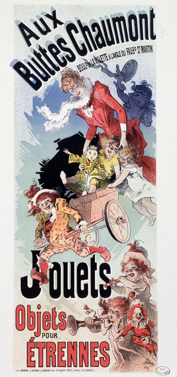 “” Les Buttes Chaumont” mağazasında oyuncak reklamı - Jules Cheret, c. 1890 by Jules Cheret