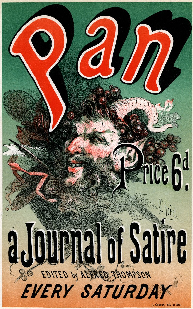 Alfred Thompson tarafından düzenlenen "Pan" hiciv gazetesi için poster (1884) - Jules Cheret tarafından yapılan illüstrasyon (1836-1932) - "Les maîtres de l
