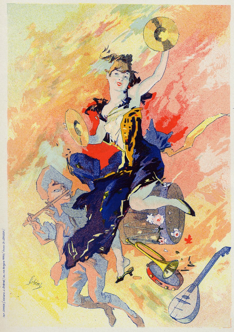 Sanat. Eğlence. Müzik. Alegori Jules Cheret, Fransa, 1890 dolayları (poster) by Jules Cheret
