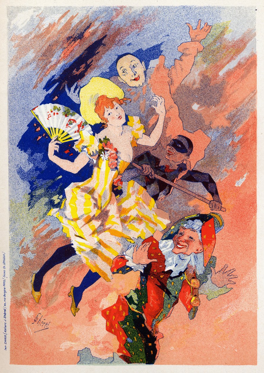 Sanat. Eğlence. Mim gösterisi. Alegori Jules Cheret, Fransa, 1890 dolayları (poster) by Jules Cheret