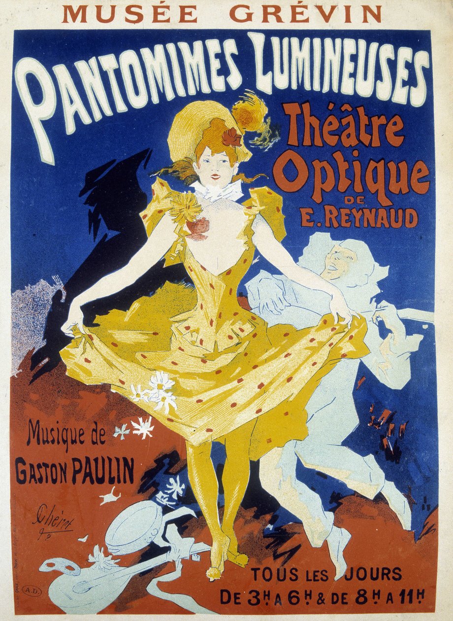Dancer and musician - poster for the luminous pantomimes of Reynaud and Paulin at the Grévin museum by Jules Cheret, late 19th century by Jules Cheret