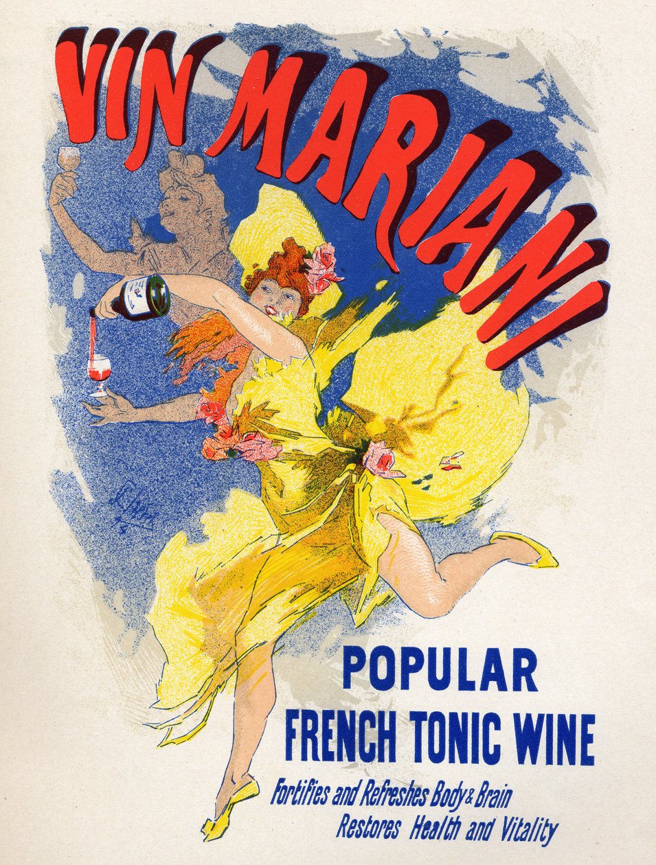 Yiyecek ve içecek. Mariani Fransız Tonik Şarabı (ilk kokawine). Poster Jules Cheret (1836-1932), Fransa by Jules Cheret