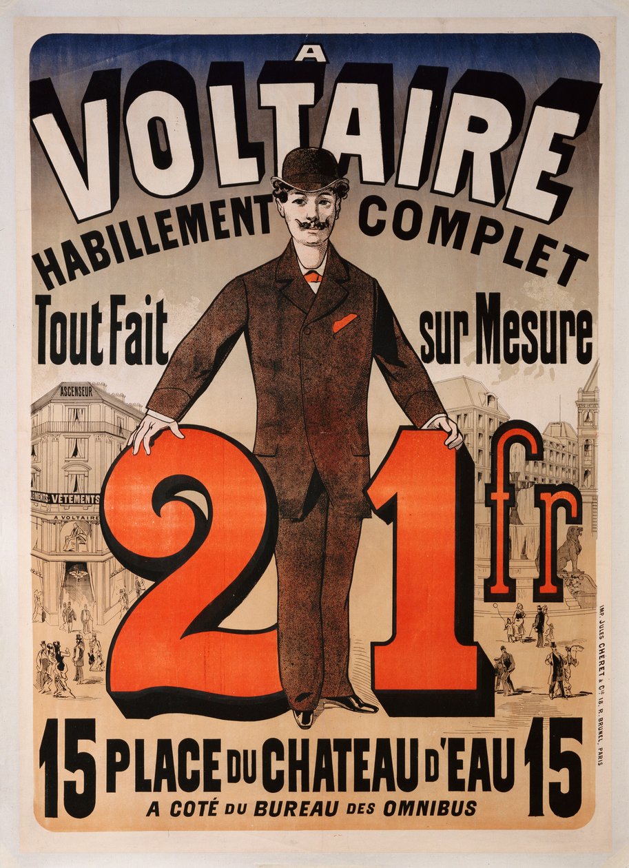"A Voltaire" reklam afişi, c.1877 by Jules Cheret