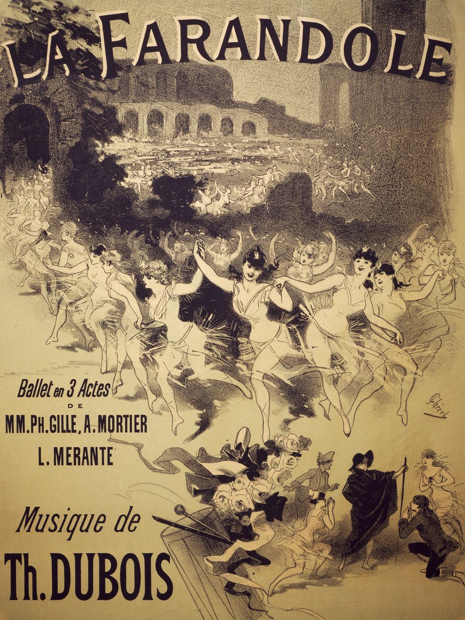 La Farandole posteri, bale Gille, Mortier ve Merante, müzik Dubois, Theatre National de l