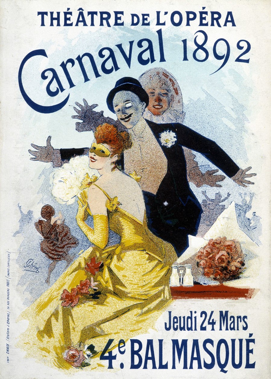 Opera tiyatrosunda 1892 karnavalı için Cherret posteri. by Jules Cheret