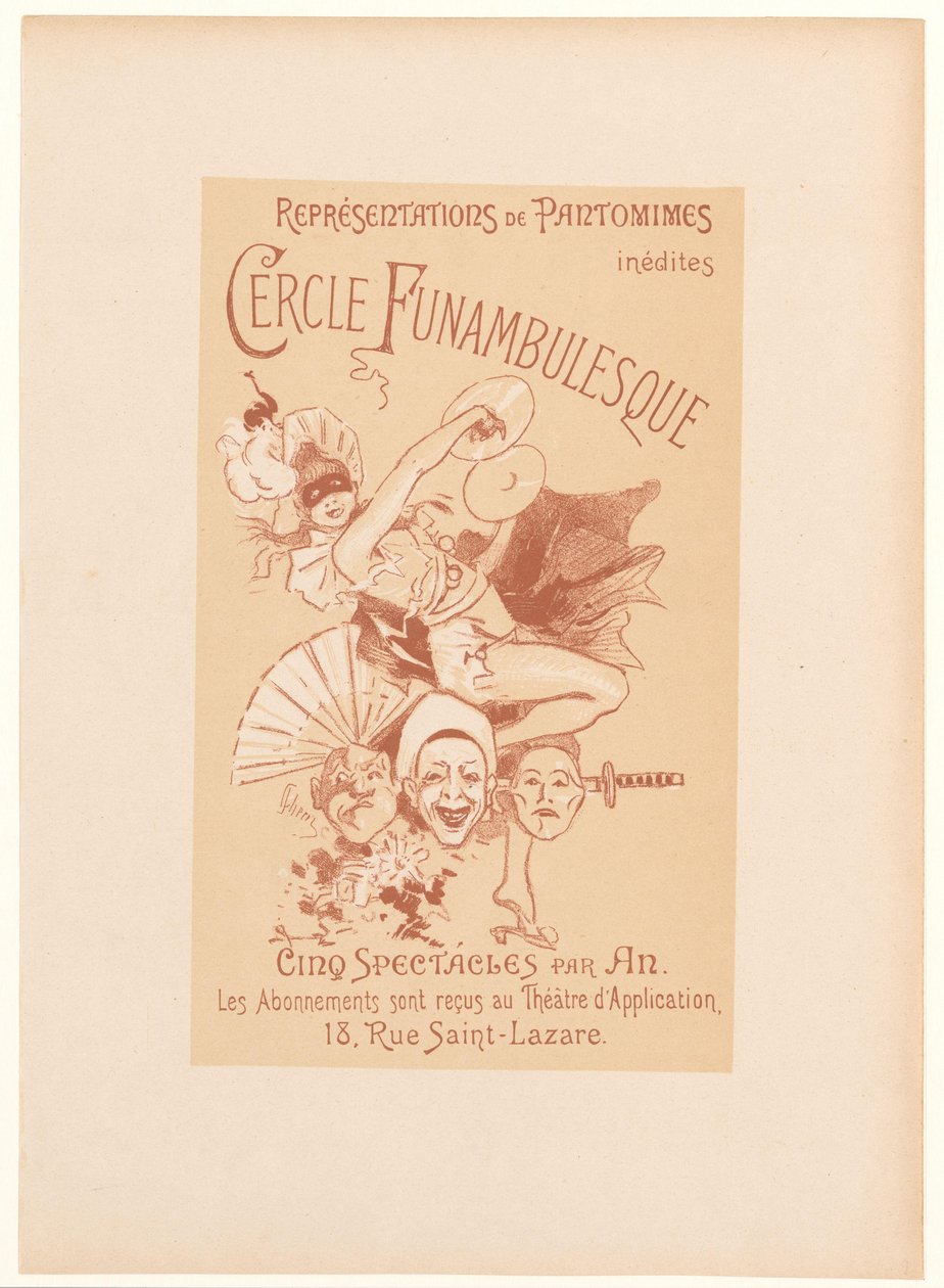 Cercle Funambulesque için reklam kartı Cercle Funambulesque (nesne üzerindeki başlık) by Jules Cheret