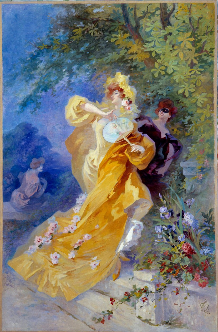 Sarı Domino Tablosu Jules Cheret (1836-1932) 20. yüzyıl Nice, Musee Cheret by Jules Cheret