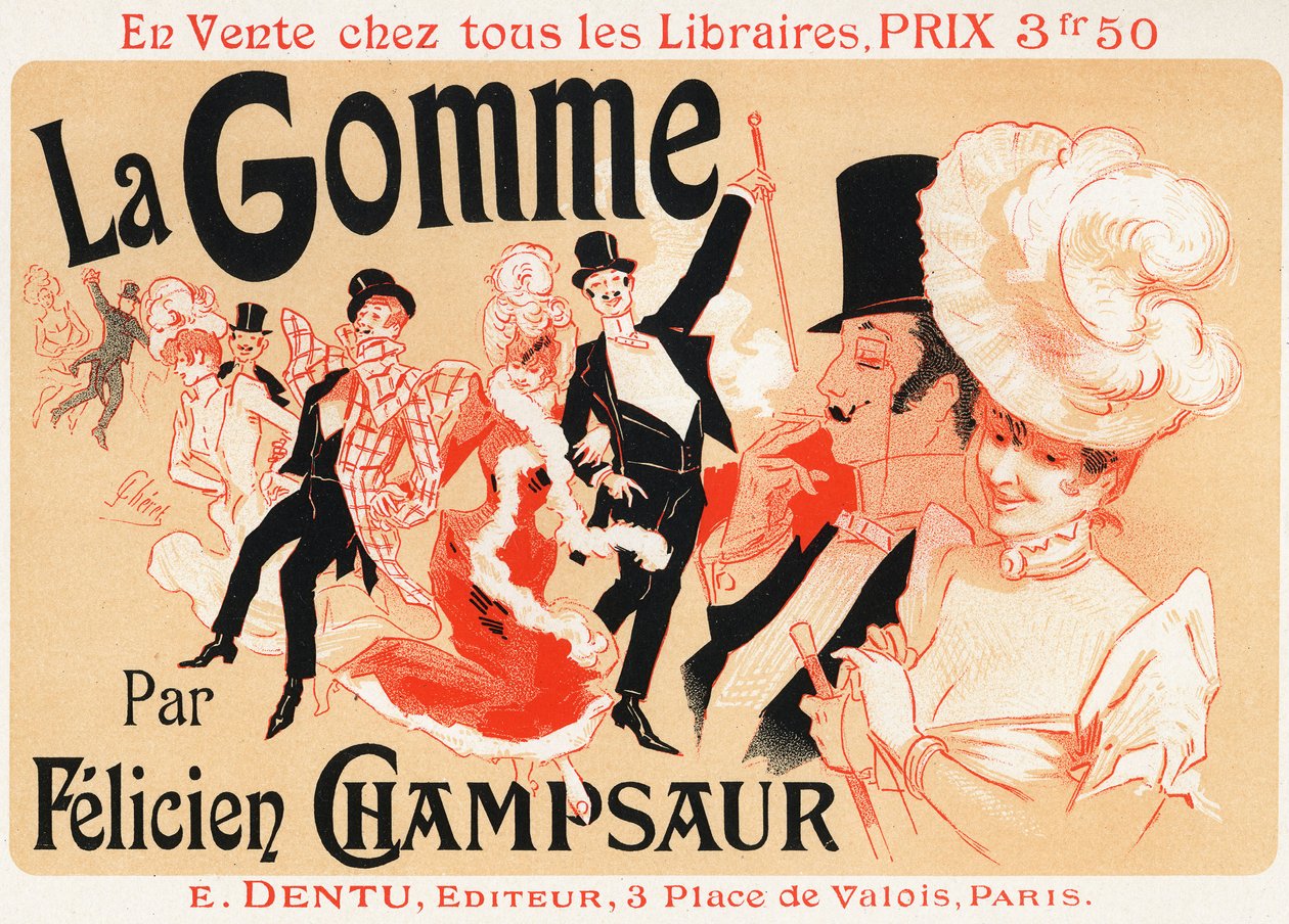 Aşık Silgi, Felicien Champsaur'un romanı, 19. yüzyıl sonları (poster) by Jules Cheret
