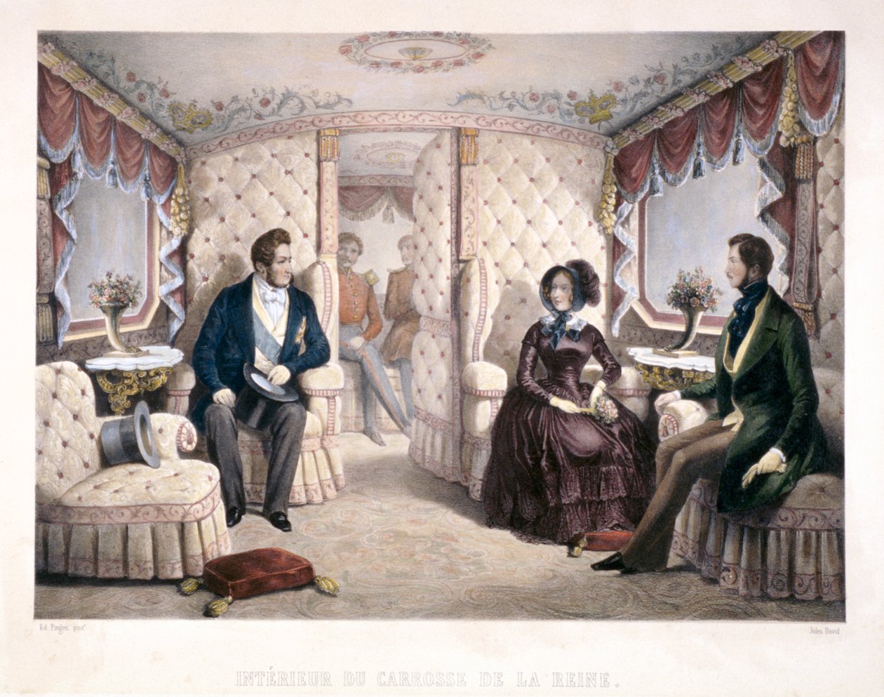 Kral Louis Philippe, Kraliçe Victoria ve Prens Albert, kraliyet arabasında, 1846. by Jules David