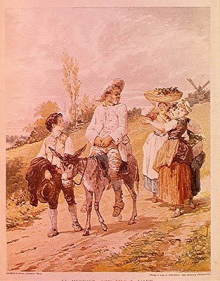 Miller, oğlu ve eşek (litografi, 20. yüzyıl) by Jules David