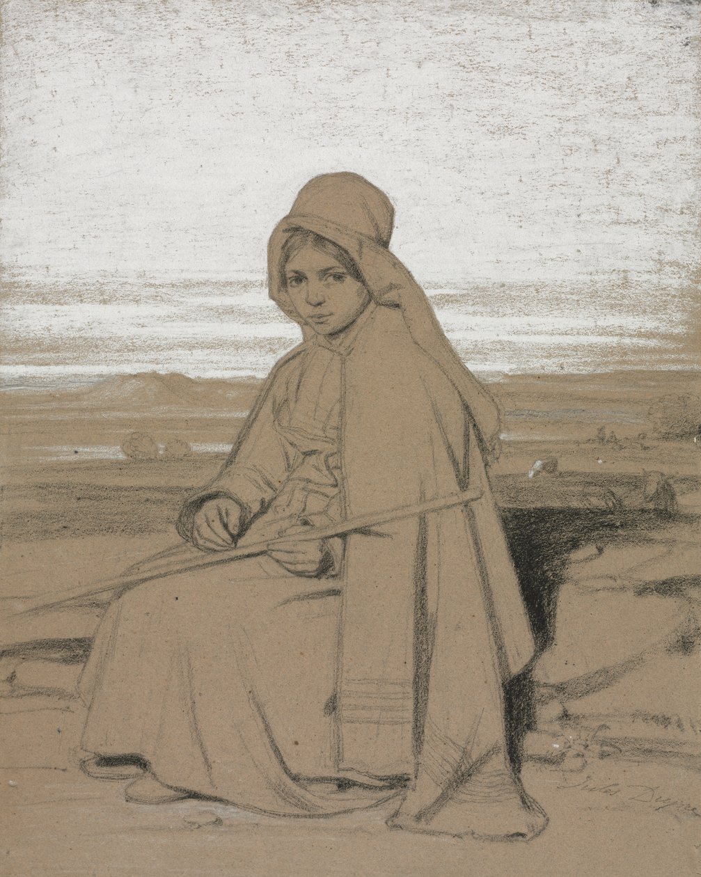 Oturan Bir Çoban by Jules Dupré
