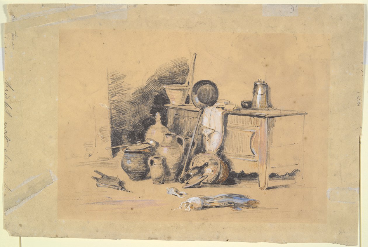 Peyzaj (rekto); Natürmort (karşı) by Jules Dupré