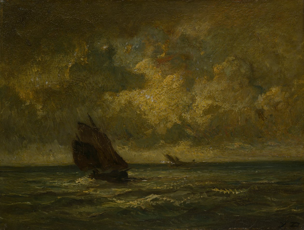 Fırtınada İki Tekne by Jules Dupré