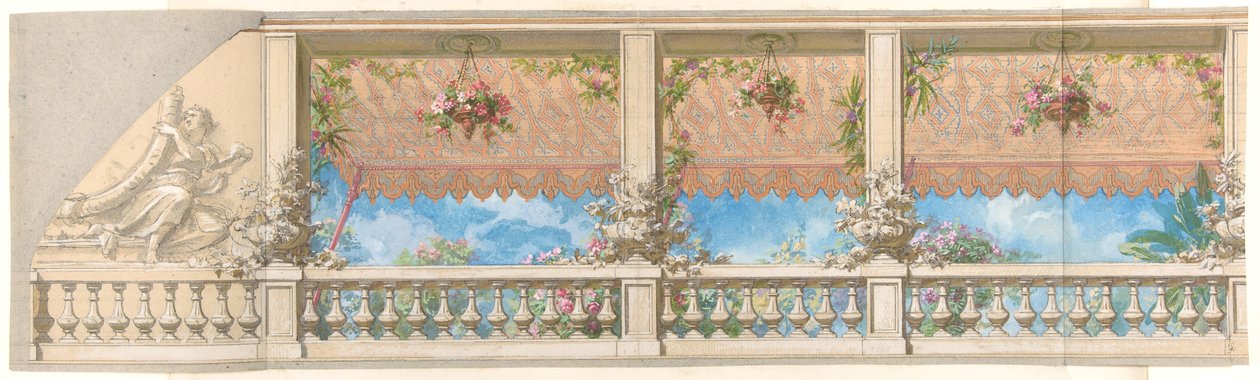 Mağribi Tarzında Tenteli Bir Dış Mekan Korkuluğu, 1830-97. Yaratıcılar: Jules-Edmond-Charles Lachaise, Eugène-Pierre Gourdet. by Jules Edmond Charles Lachaise and Eugène Pierre Gourdet