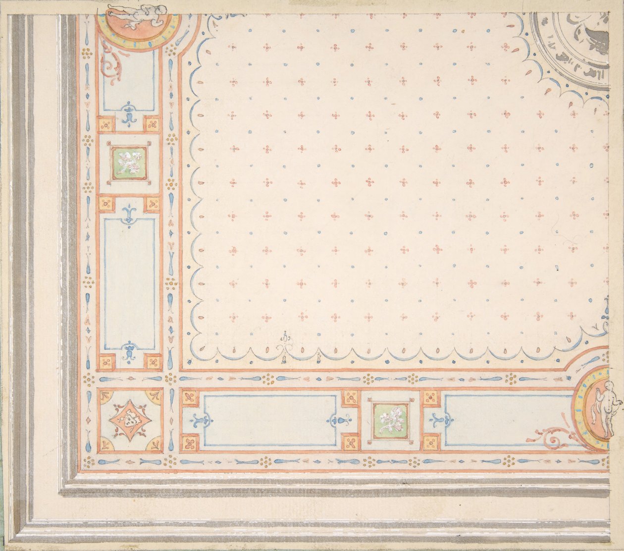 Tavan rektosu tasarımı, tasarım koduna göre ölçümler, 19. yüzyılın ikinci yarısı. Yaratıcılar: Jules-Edmond-Charles Lachaise, Eugène-Pierre Gourdet. by Jules Edmond Charles Lachaise and Eugène Pierre Gourdet