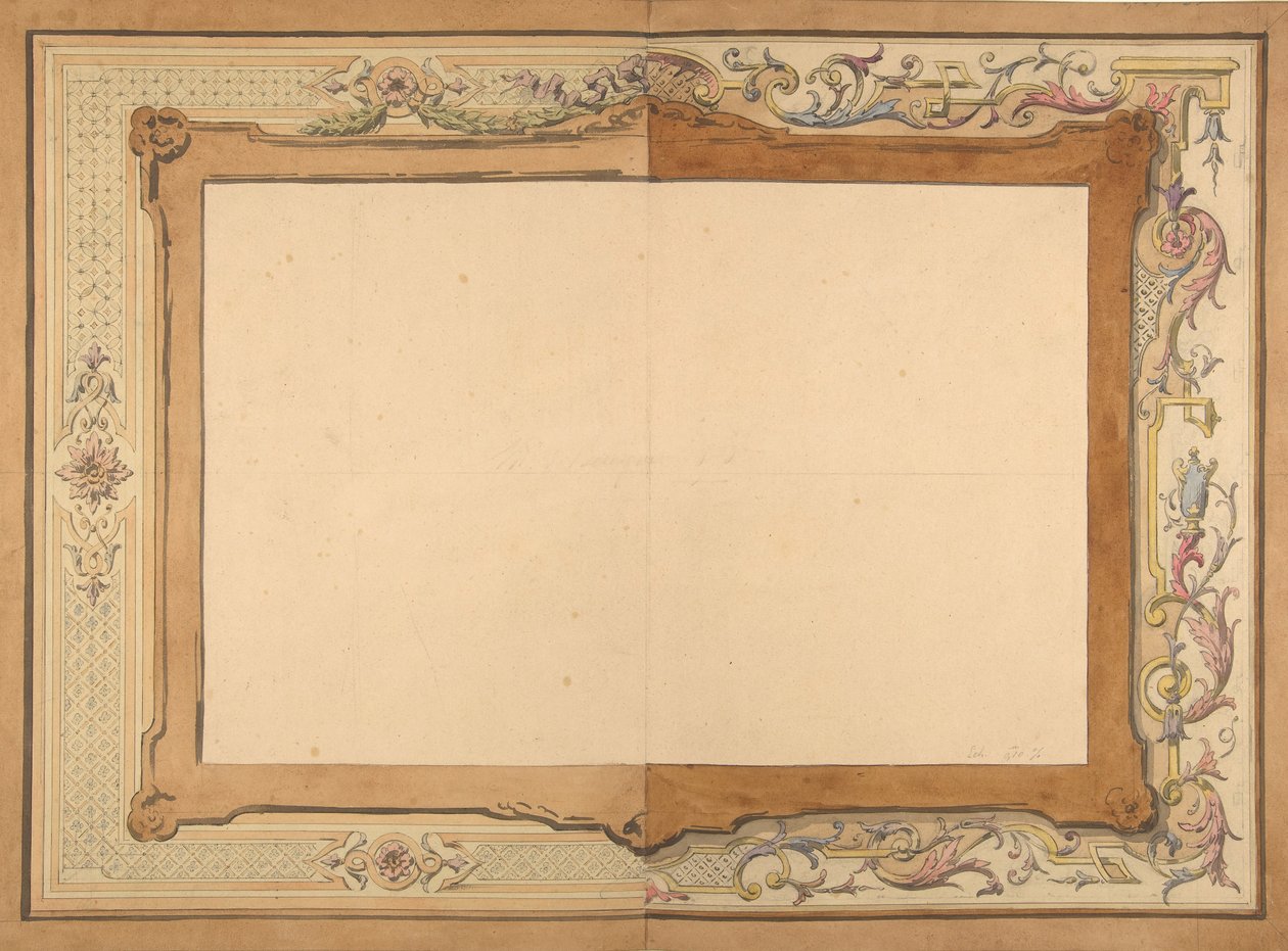 Bir tavan için tasarım, 19. yüzyılın ikinci yarısı. Yaratıcılar: Jules-Edmond-Charles Lachaise, Eugène-Pierre Gourdet. by Jules Edmond Charles Lachaise and Eugène Pierre Gourdet