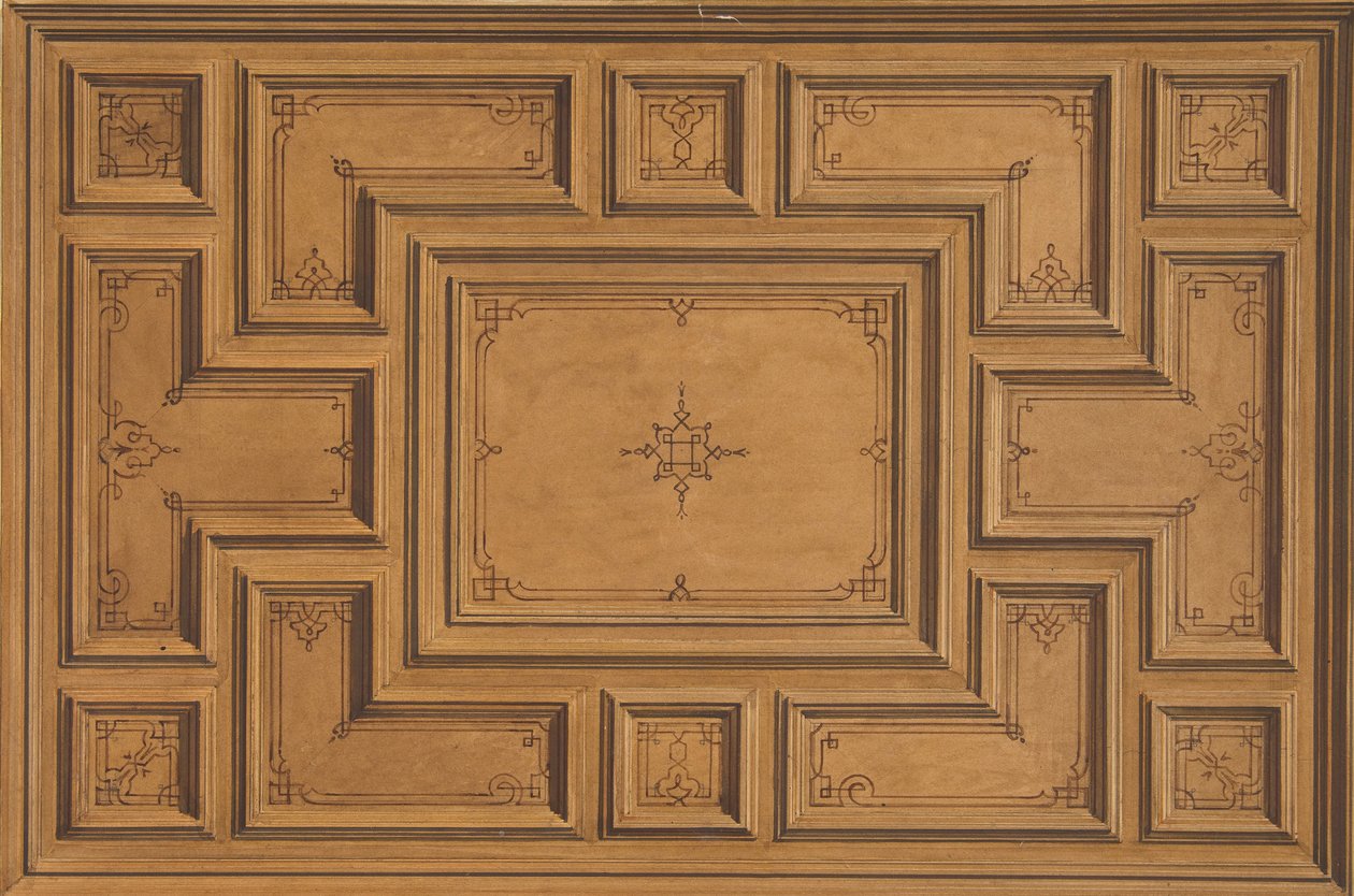 Dekore edilmiş bir tavan için tasarım, 1840-97. Yaratıcılar: Jules-Edmond-Charles Lachaise, Eugène-Pierre Gourdet. by Jules Edmond Charles Lachaise and Eugène Pierre Gourdet