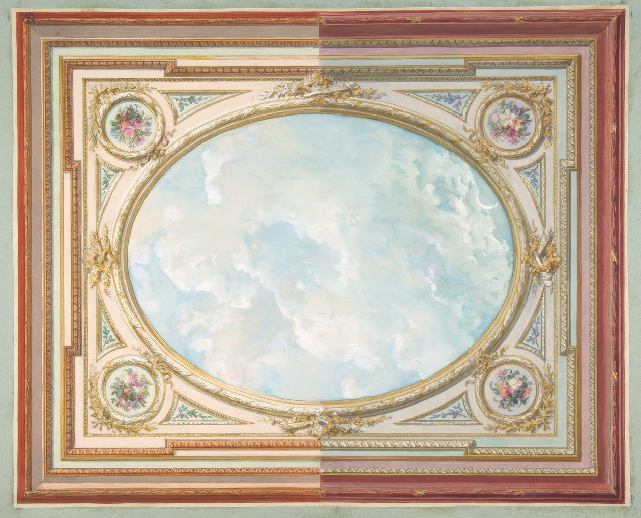 Trompe loeil gökyüzünün tavanı için tasarım by Jules Edmond Charles Lachaise