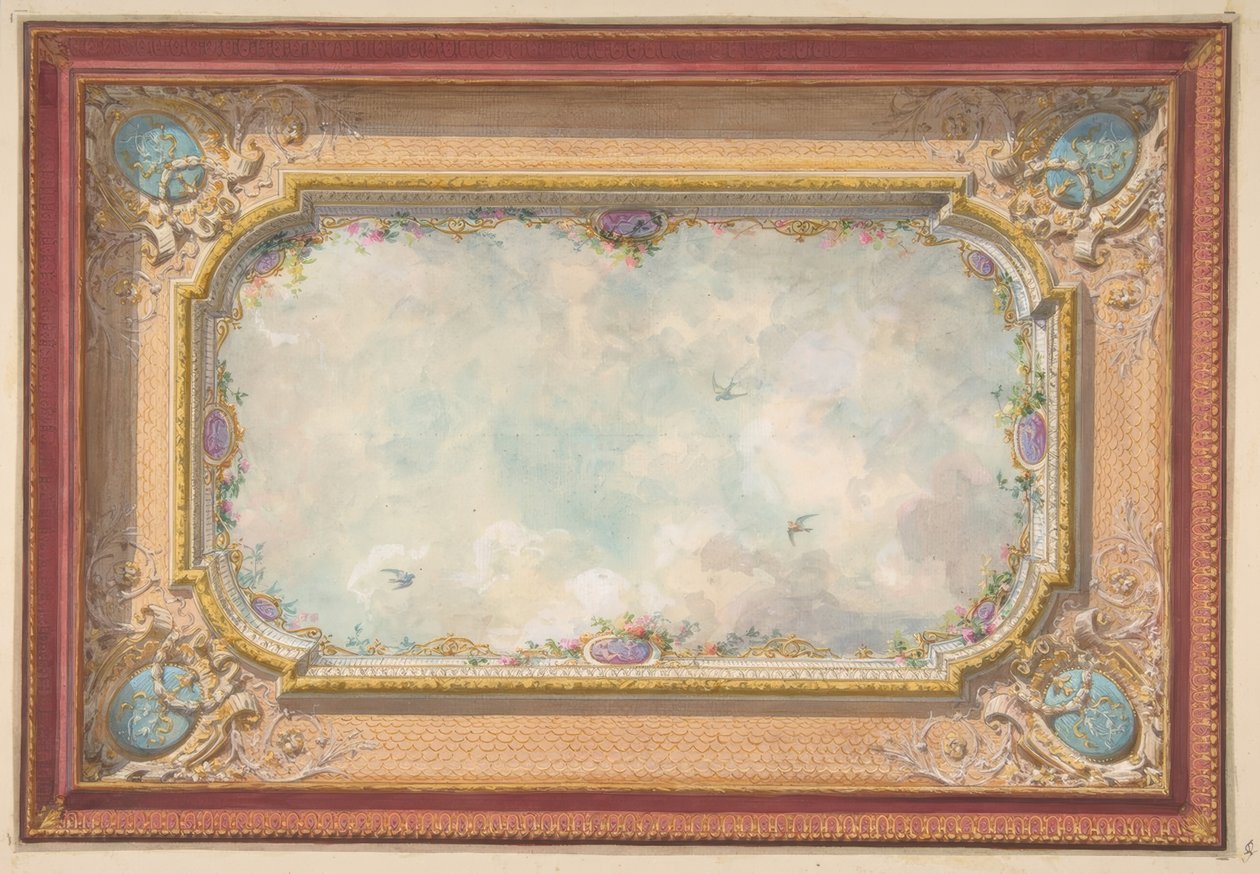 Trompe loeil gökyüzü ile bir tavan için tasarım by Jules Edmond Charles Lachaise