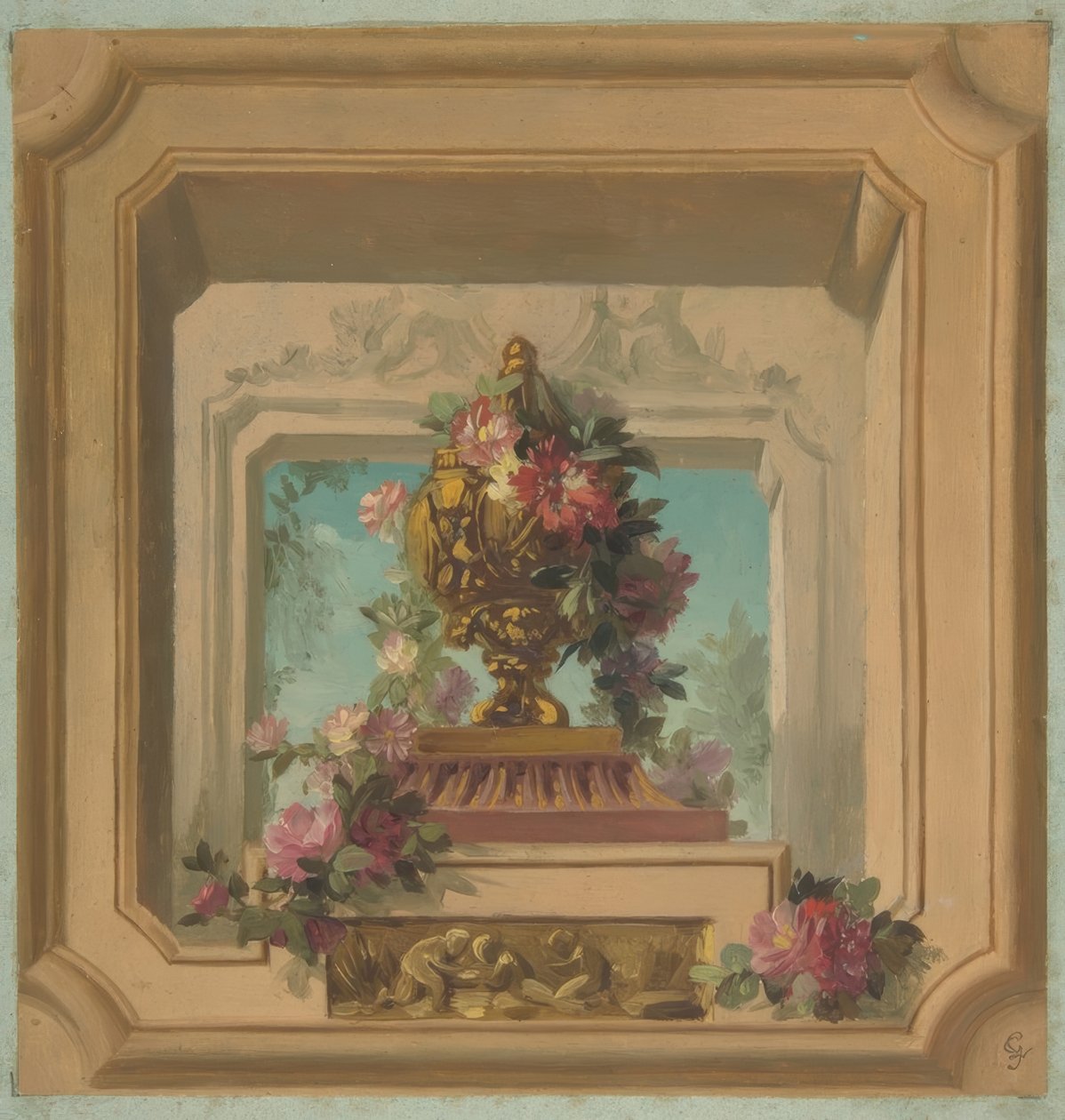 Tavan için trompe loeil tasarımı by Jules Edmond Charles Lachaise