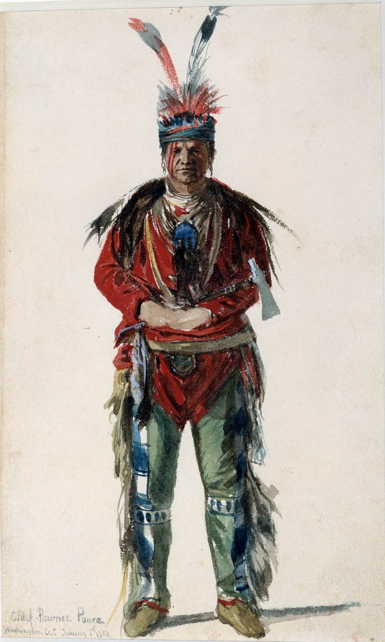 Amerika Yerlisi: “” Pawnee Ponca Kabilesinin Kızılderili Şefinin Ayak İzi” Jules Emile (Jules-Emile) Saintin (1829-1894) 1858 La Rochelle, Yeni Dünya Müzesi by Jules Emile Saintin