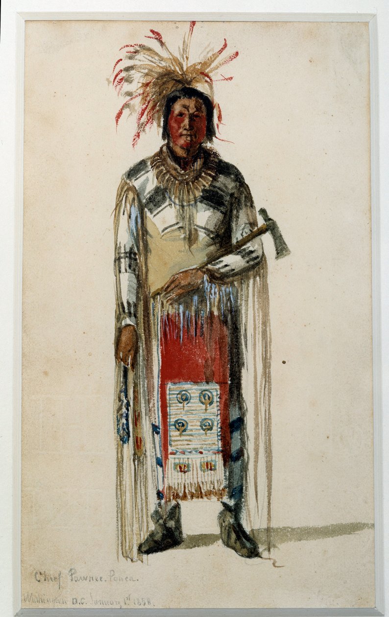 Amerika Yerlisi: “” Pawnee Ponca Kabilesinin Kızılderili Şefinin Ayak İzi” Jules Emile (Jules-Emile) Saintin (1829-1894) 1858 La Rochelle, Yeni Dünya Müzesi by Jules Emile Saintin