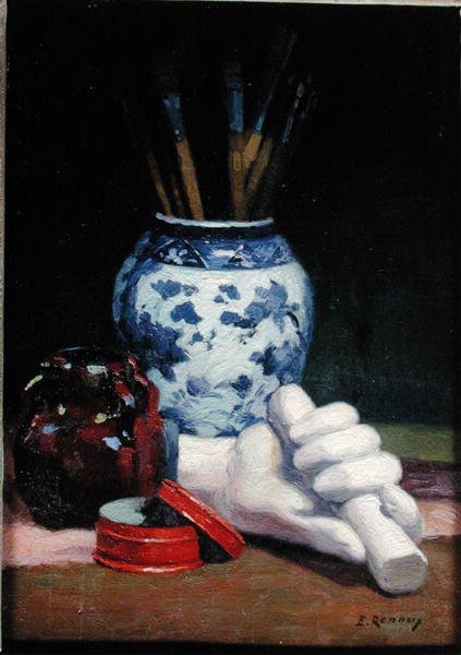 Mavi Vazo ile Natürmort by Jules Ernest Renoux