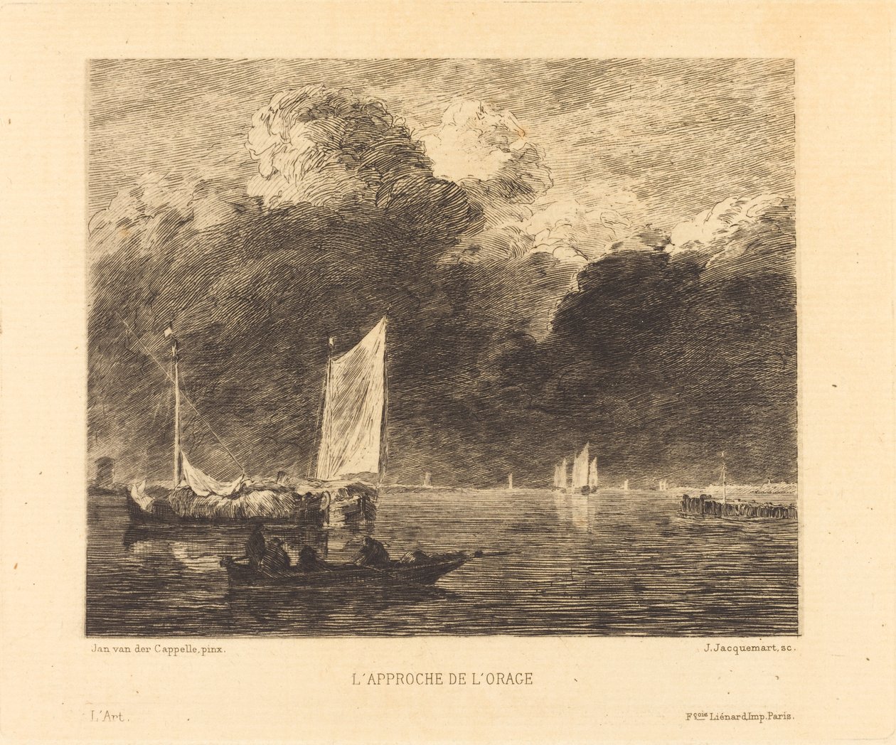 Fırtınanın Yaklaşımı by Jules Ferdinand Jacquemart after Jan van de Cappelle