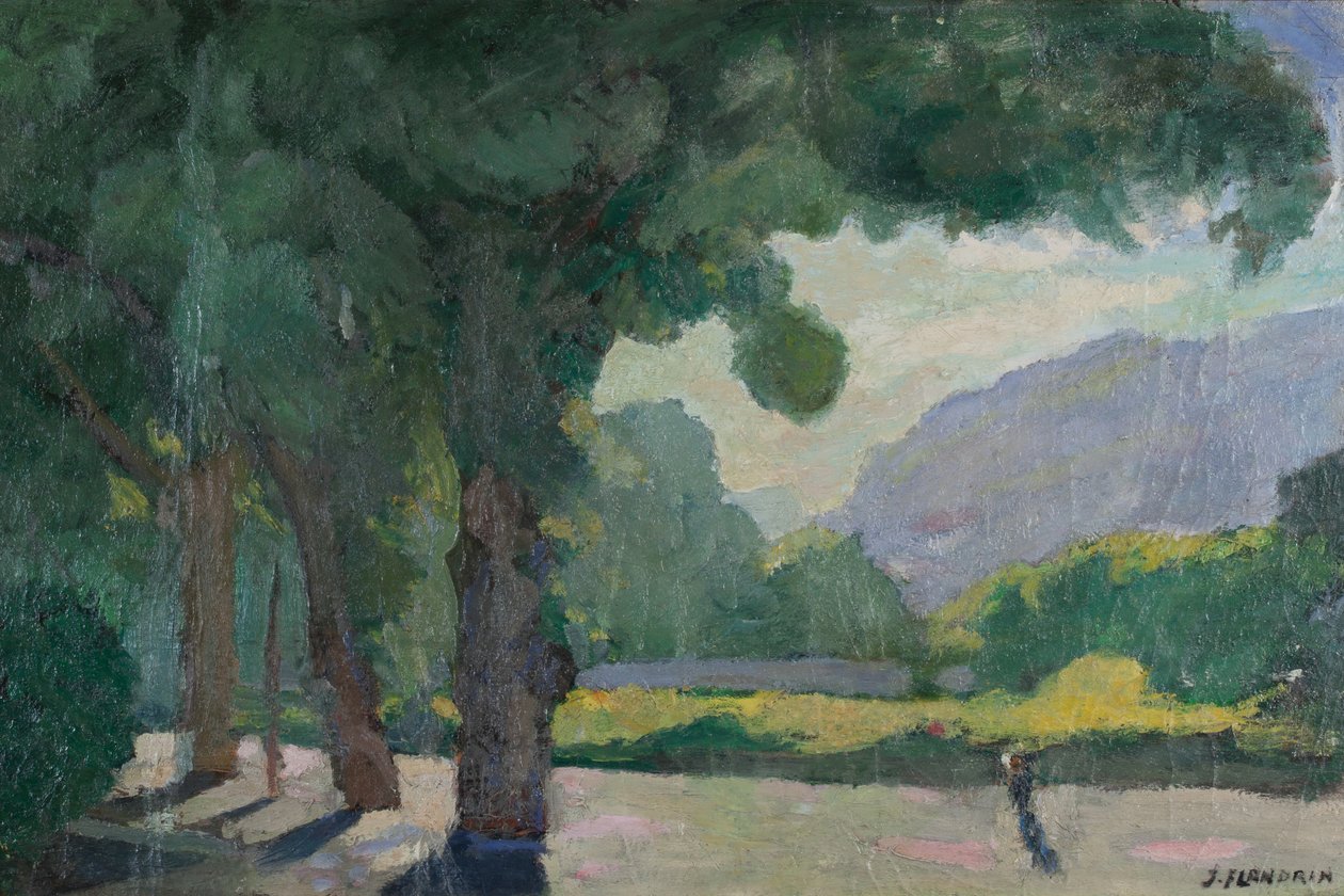 Grenoble, Île Verte 1922'den alınan görünüm Karton üzerine yağlı boya by Jules Flandrin