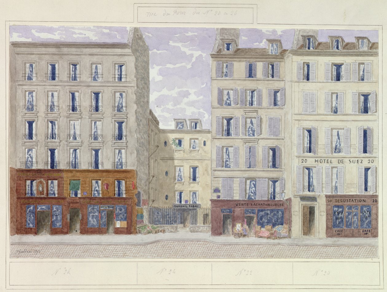 No.20 ila No.26 rue du Four, Paris, Fransa, 1893 (kağıt üzerinde wc) by Jules Gaildrau