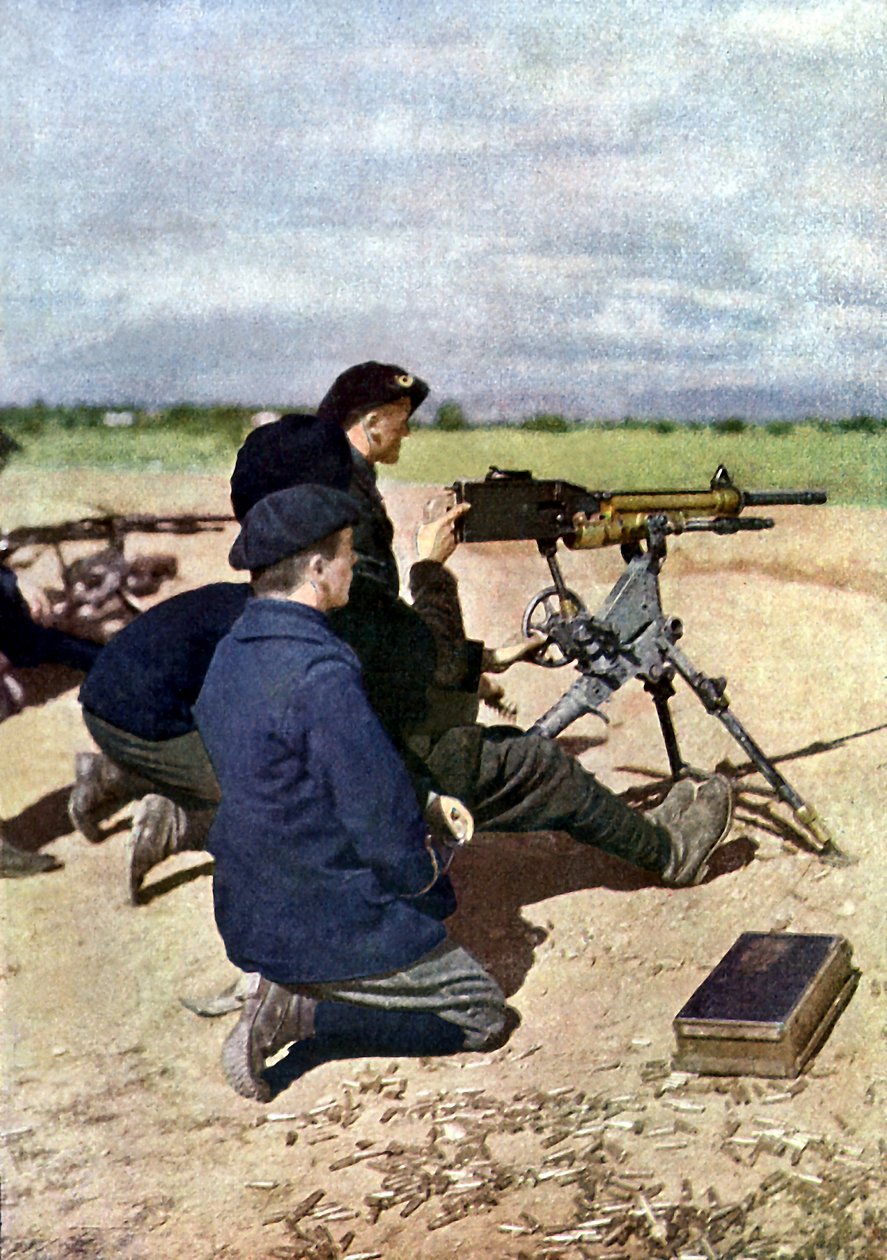 Paris'in doğusundaki Marne Muharebesi sırasında makineli tüfekli bir Fransız pozisyonu, Eylül 1914 (otokrom) by Jules Gervais Courtellemont