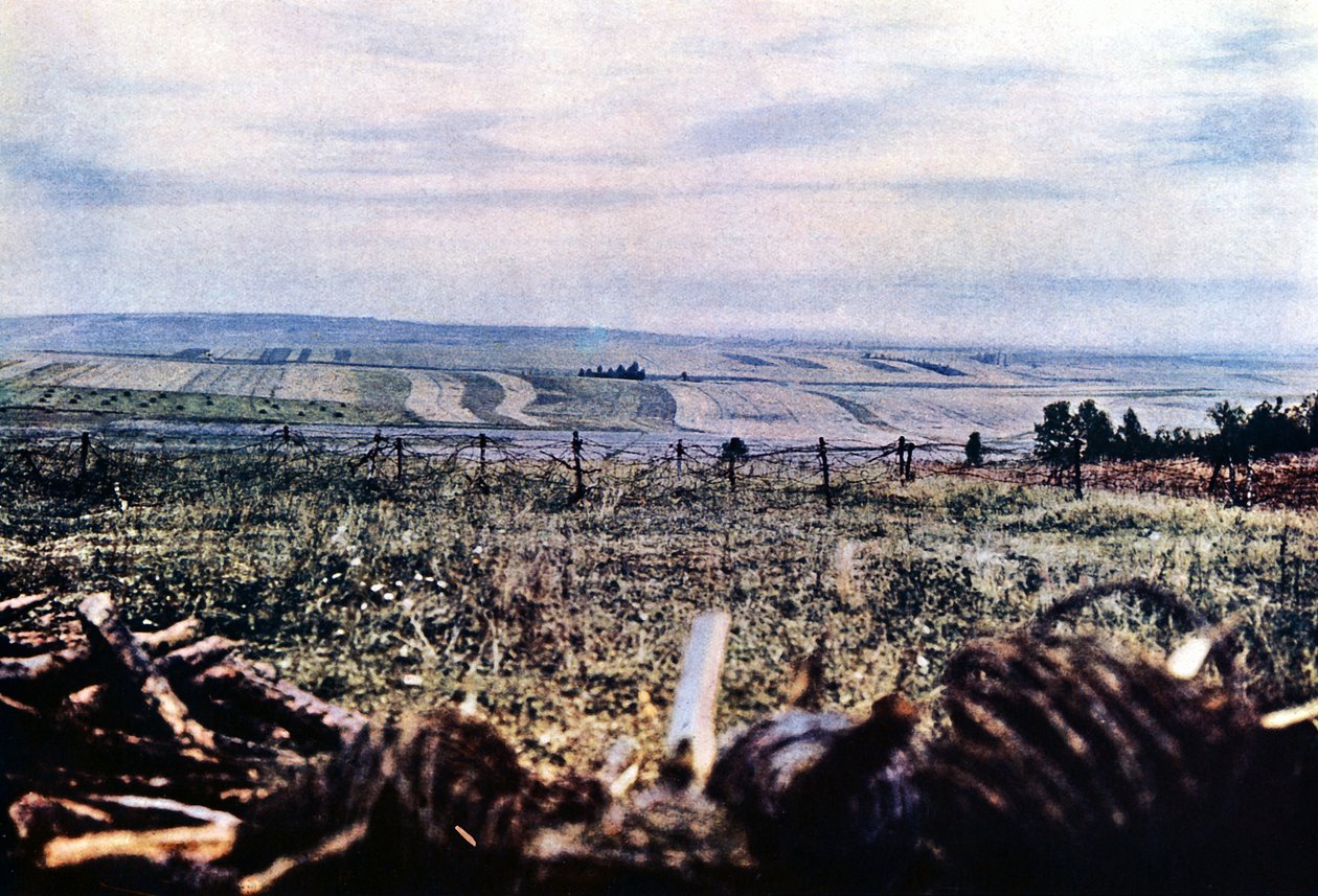 Verdun yakınında dikenli tel ile Tepe 304, Eylül 1916 (otokrom) by Jules Gervais Courtellemont