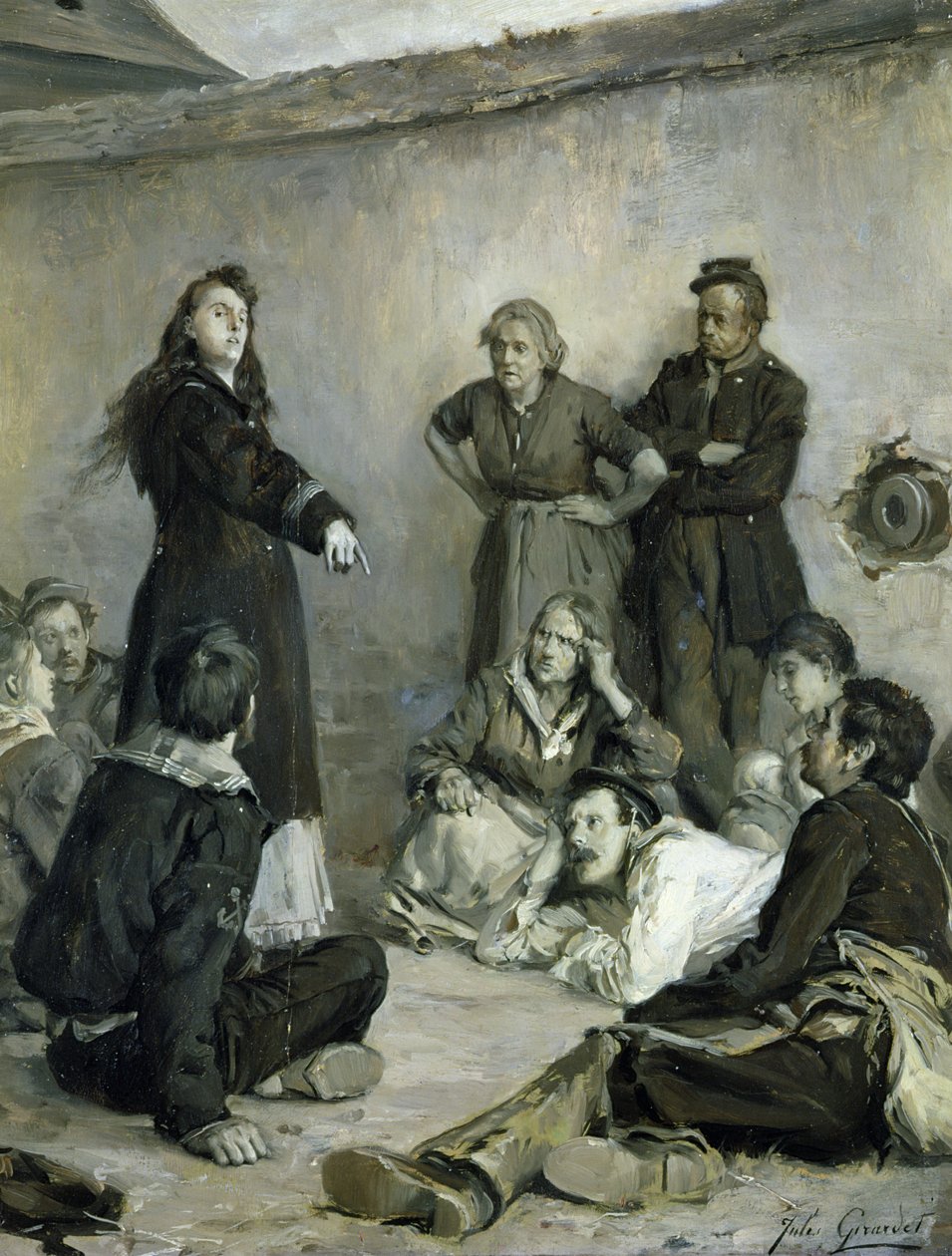 Louise Michel (1830-1905) Komünarlarla Konuşma (tuval üzerine yağlı boya) by Jules Girardet