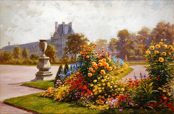 Tuileries Bahçeleri, Paris (kağıt üzerine suluboya ve gövde rengi) by Jules Girardet