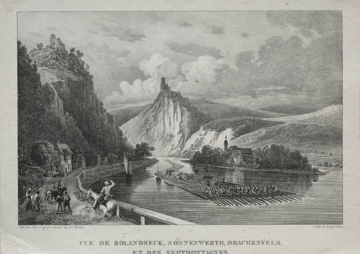 Rolandseck, Nonnenwerth, Drachenfels ve Siebenbirge manzarası by Jules Jean Baptiste de Joly