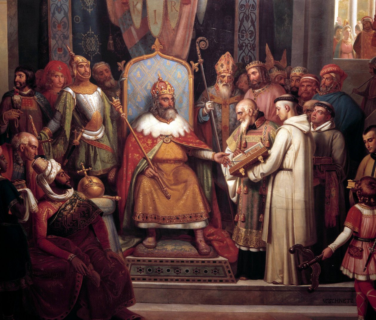 Baş subayları tarafından çevrili Charlemagne, 781