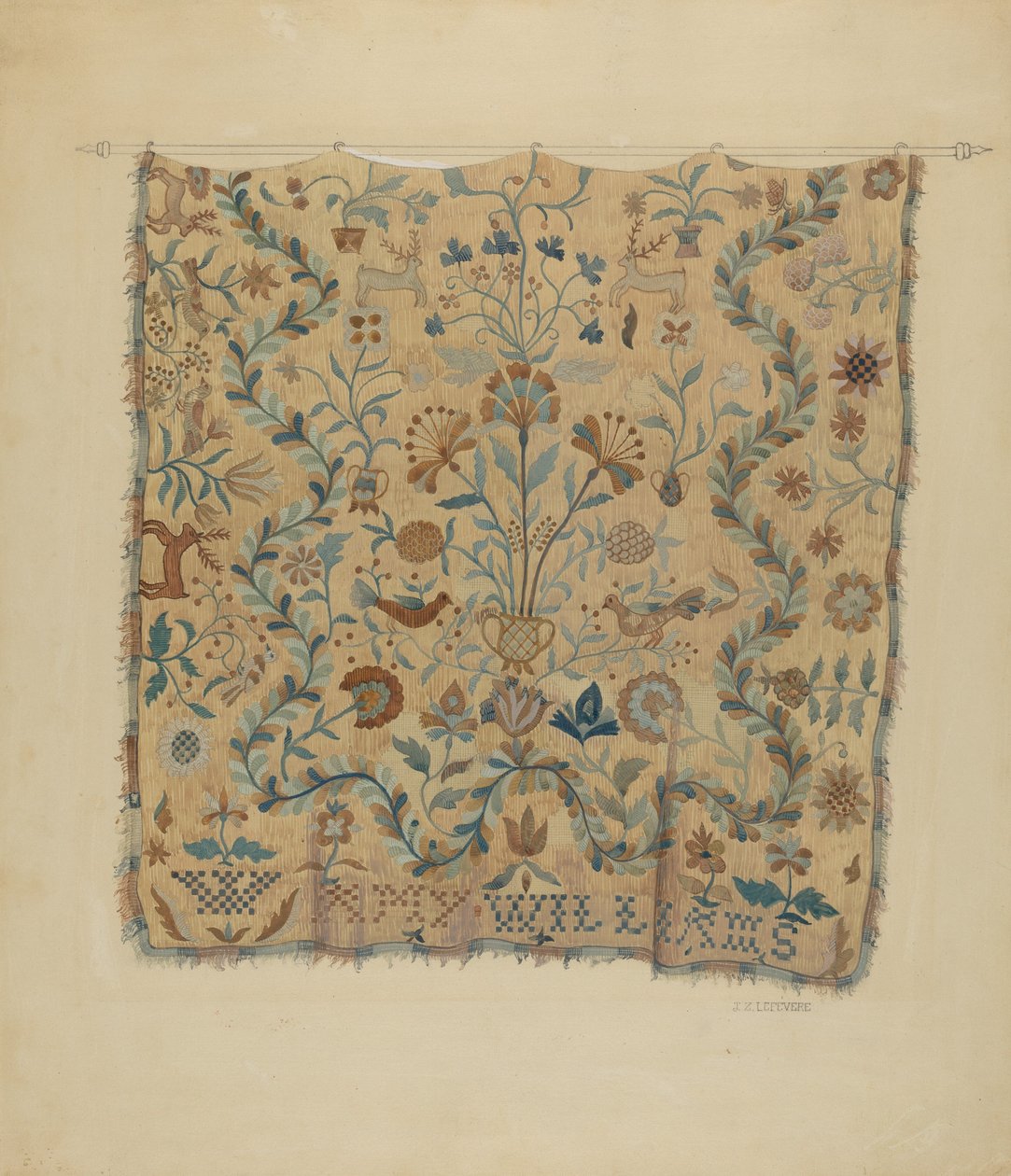 İşlemeli Nevresim, c. 1936. by Jules Lefevere