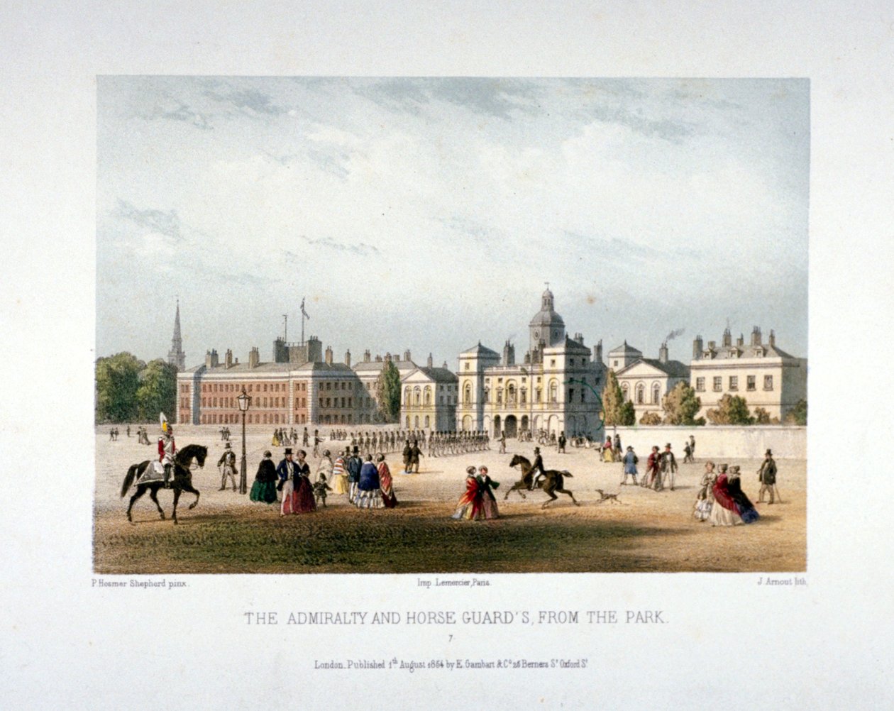 Amirallik ve At Muhafızları, Whitehall, Westminster, Londra, 1854 by Jules Louis Arnout