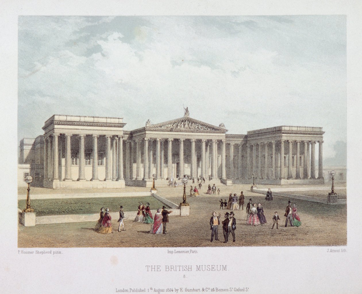British Museum, Holborn, Londra, 1854 by Jules Louis Arnout