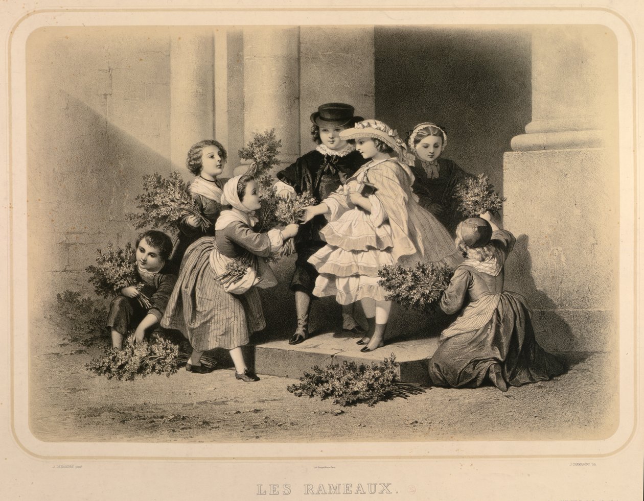 Palm Pazar, J. Champagne tarafından kazınmış by Jules Marie Desandre