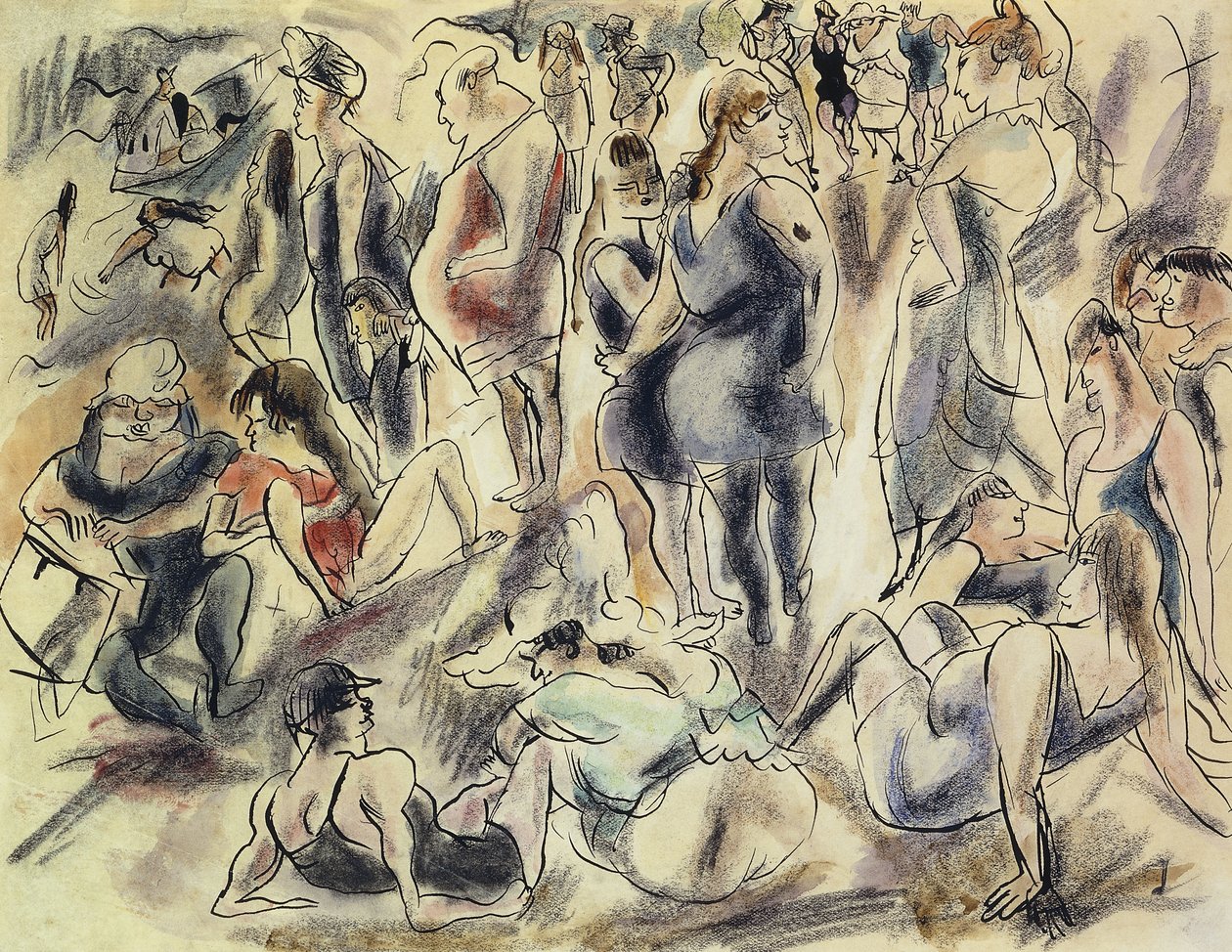 Amerikan Sahili; Plage American, c.1917 by Jules Pascin