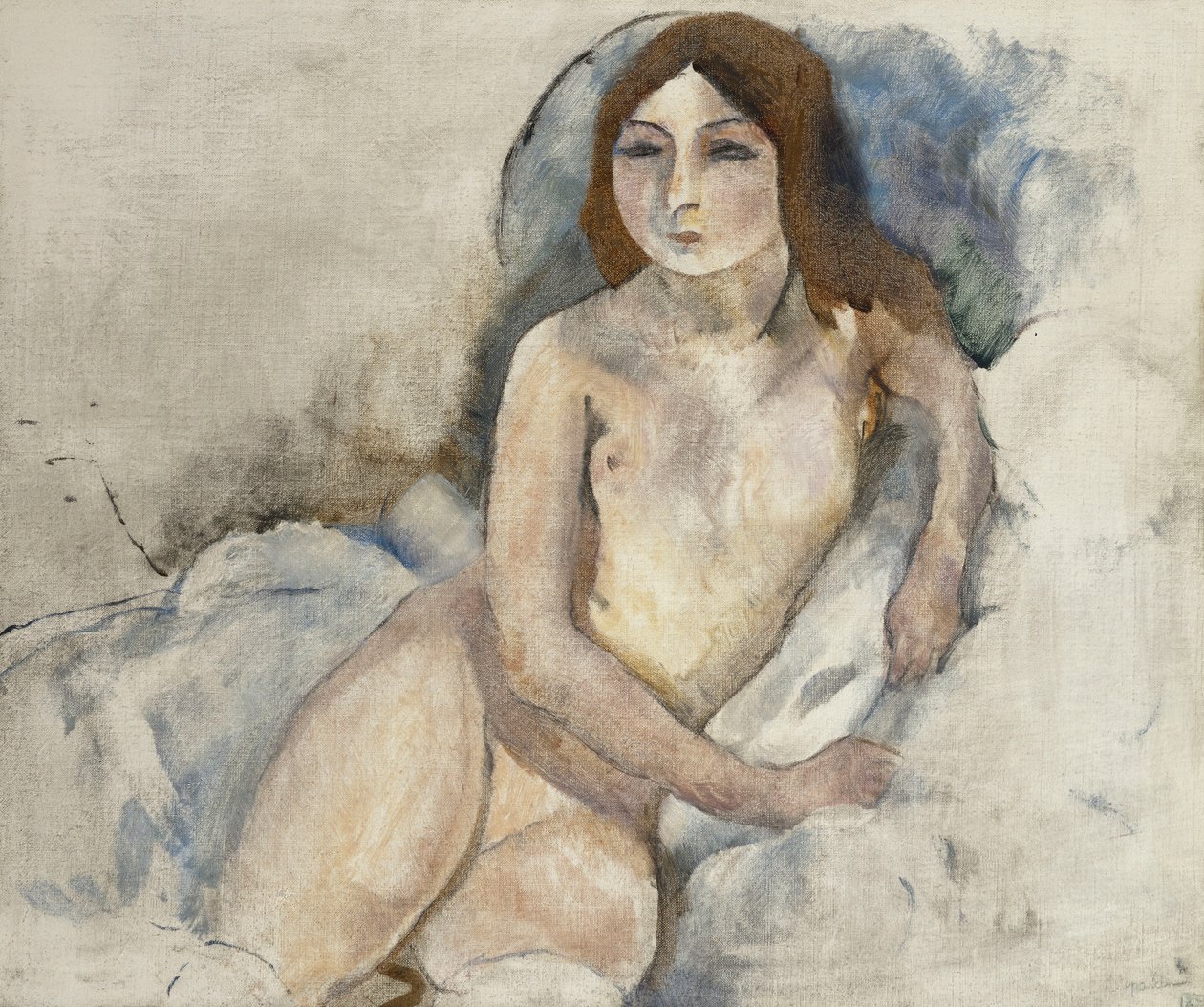 Sarışın Kız Poz Veriyor; Genç Sarışın Kız Poz Veriyor, 1912 by Jules Pascin