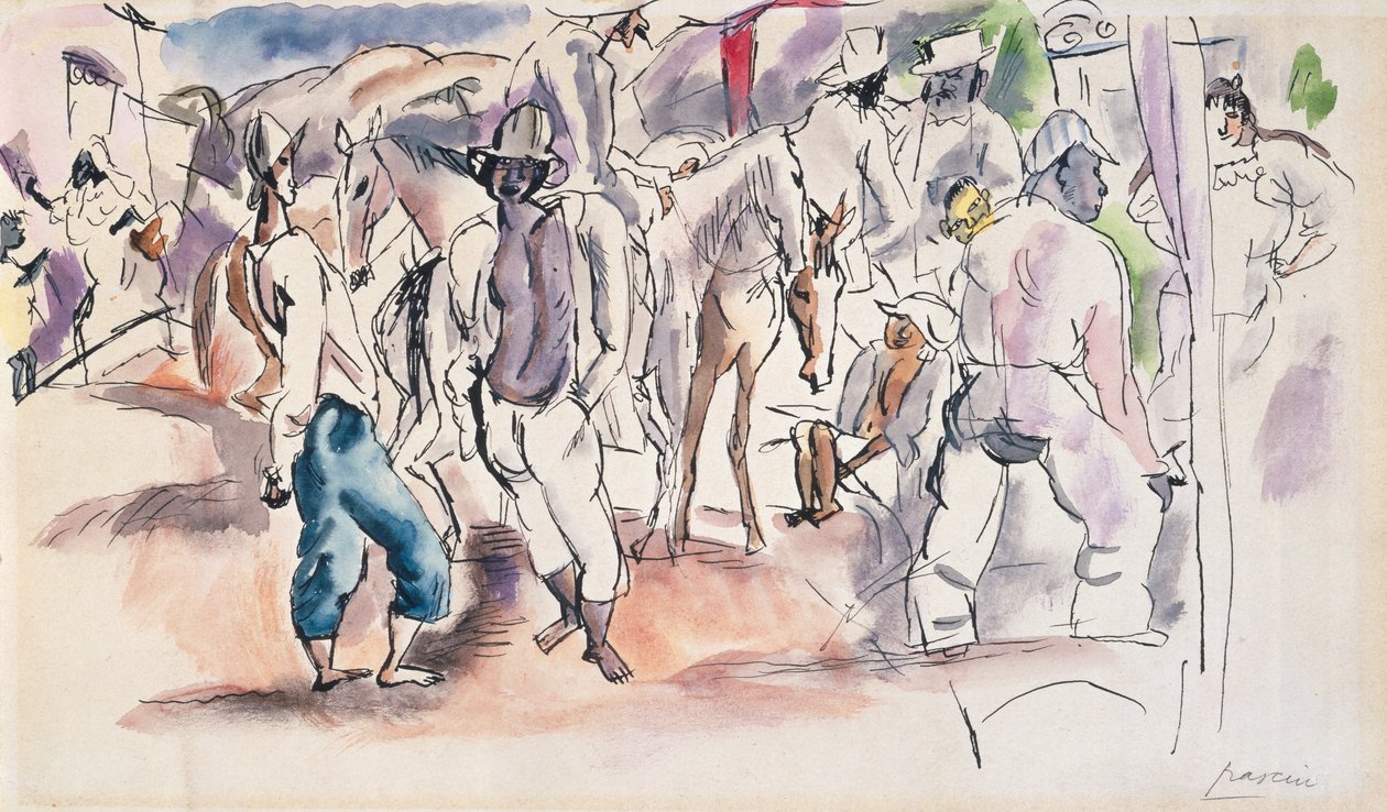 Figürler ve Atlar (kağıt üzerinde wc) by Jules Pascin