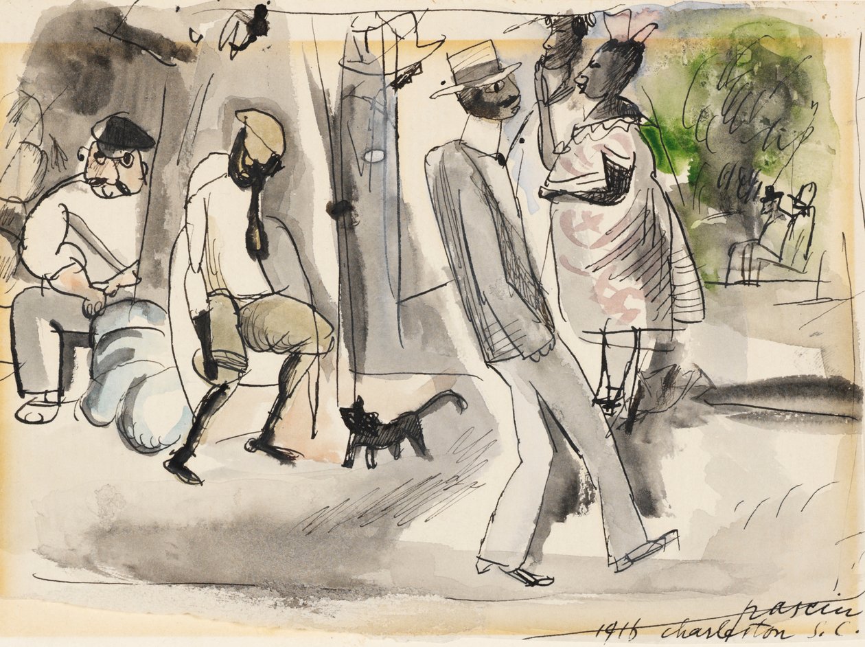 Bir Parktaki Figürler, Charleston, Güney Karolina, 1916 (kağıt üzerinde wc) by Jules Pascin