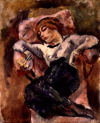 Hermine David Sleeping, 1916 dolayları (tuval üzerine yağlı boya) by Jules Pascin