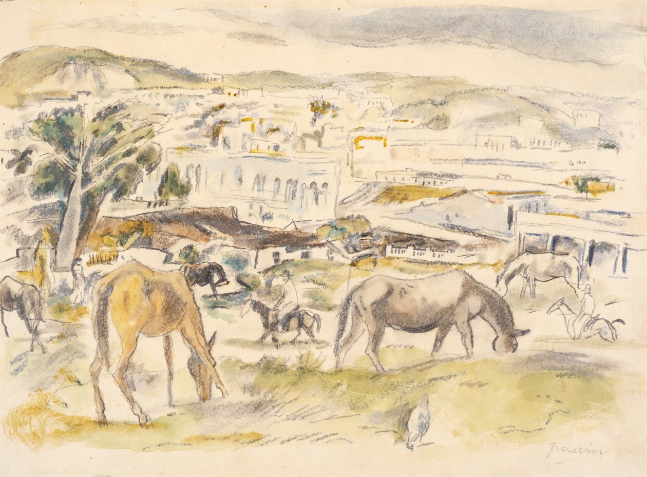 Manzarada Atlar (kağıt üzerinde wc) by Jules Pascin