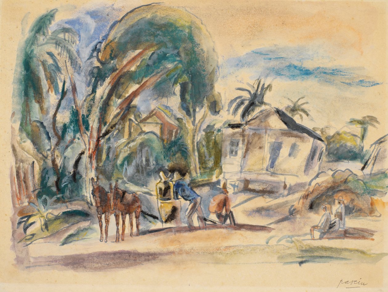 Peyzaj, Evler ve Ağaçlar by Jules Pascin