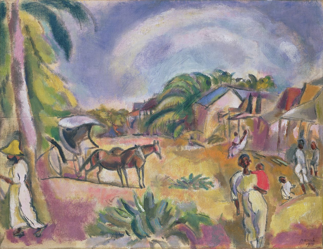 Figürlü ve Arabalı Manzara, 1915 by Jules Pascin